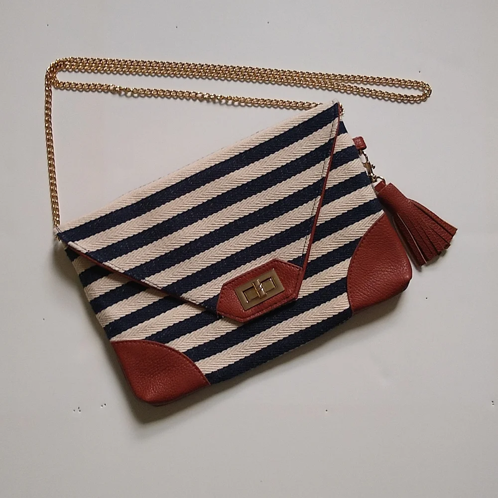 Nautical woven stripes crossbody summer purse‎ bag